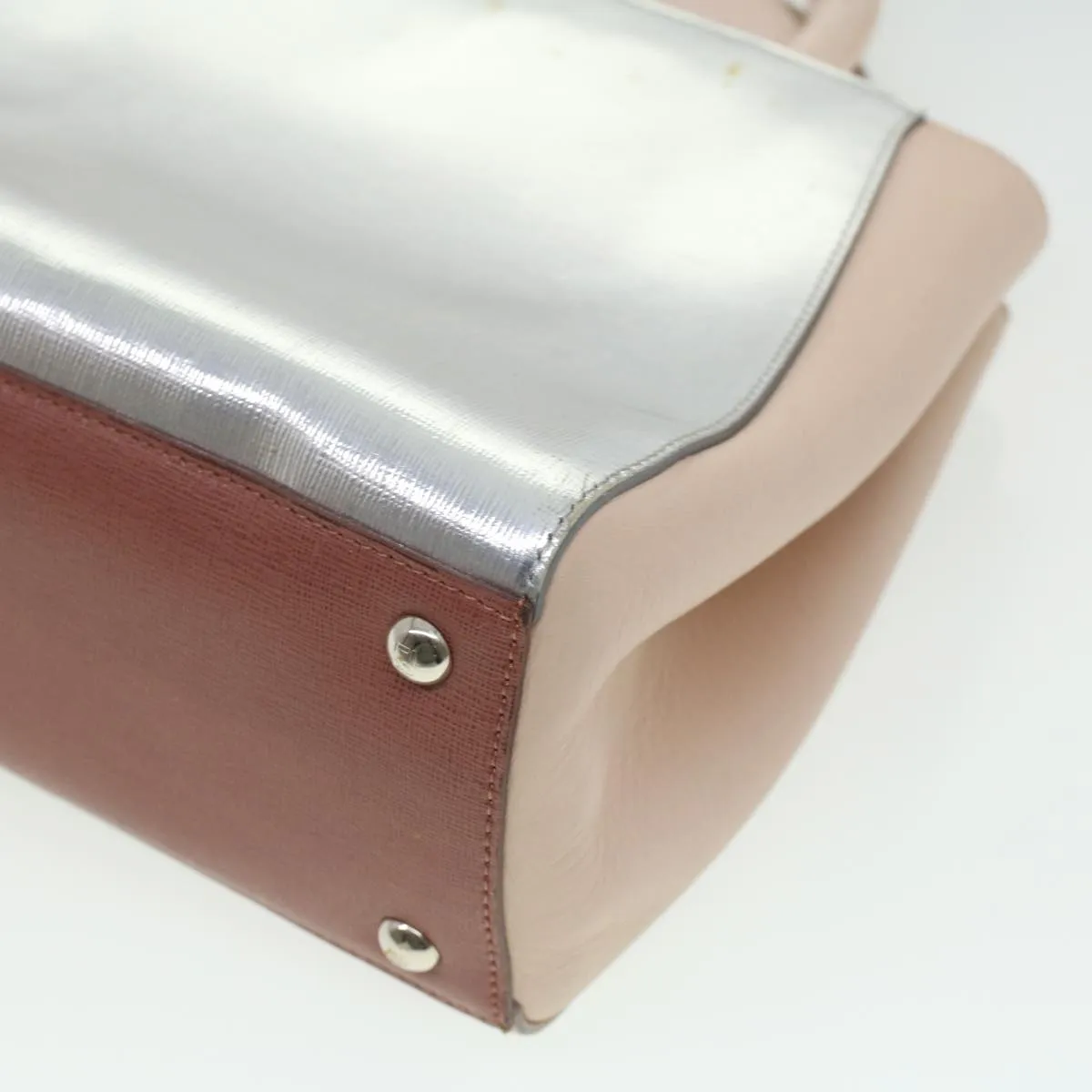 FENDI Hand Bag Leather Pink Silver beige  cl260