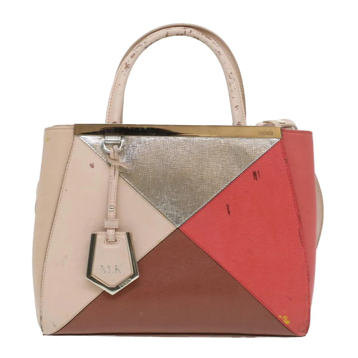 FENDI Hand Bag Leather Pink Silver beige  cl260