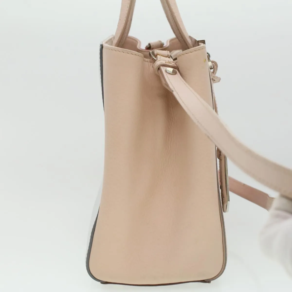 FENDI Hand Bag Leather Pink Silver beige  cl260