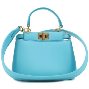 FENDI Leather Peekaboo Iconic XS 2Way Bag Light Blue 8BN320