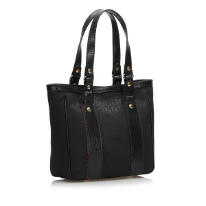 Fendi Leather-Trimmed Zucchino Tote (SHG-36075)