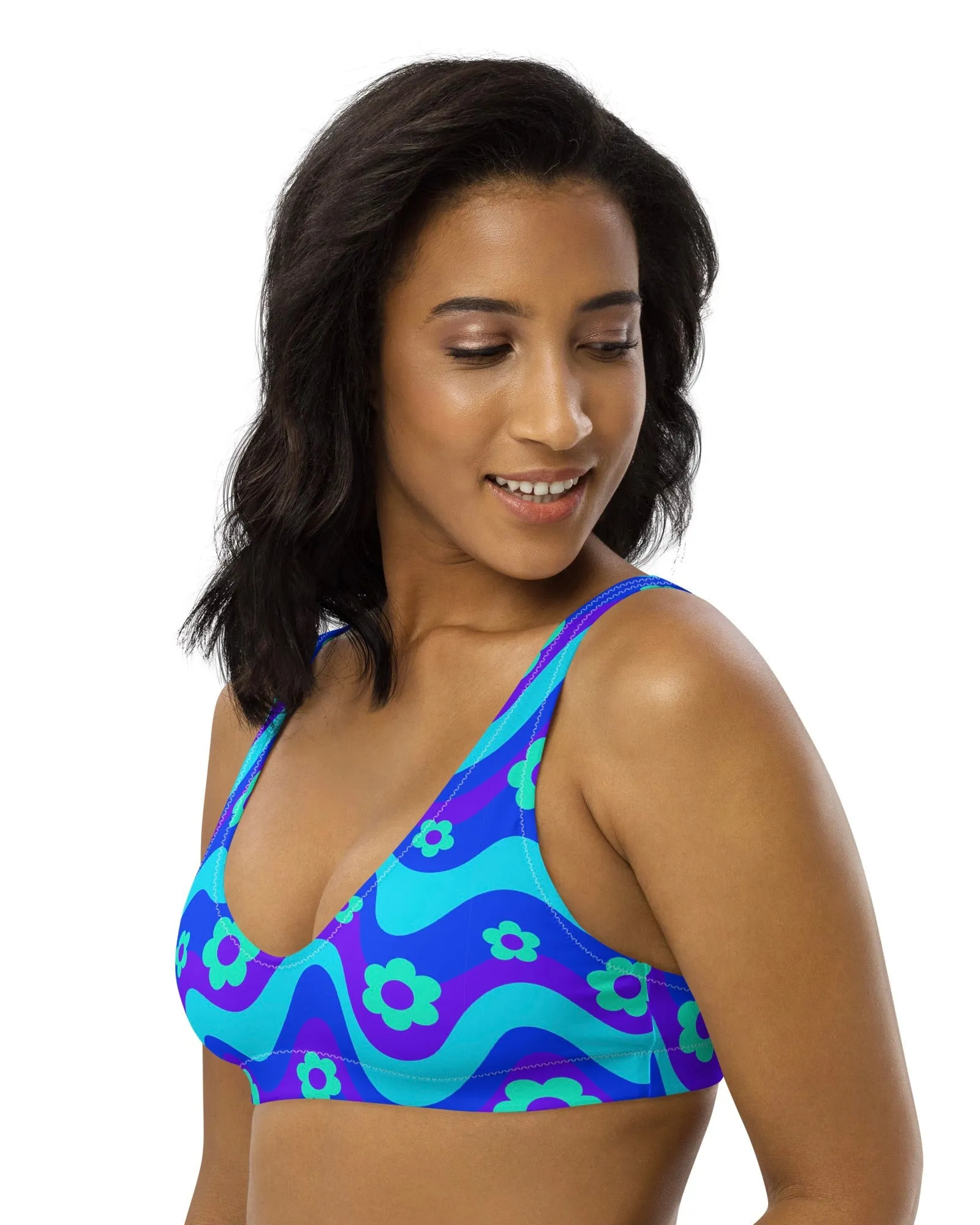 Flower Power Blue Bra Top