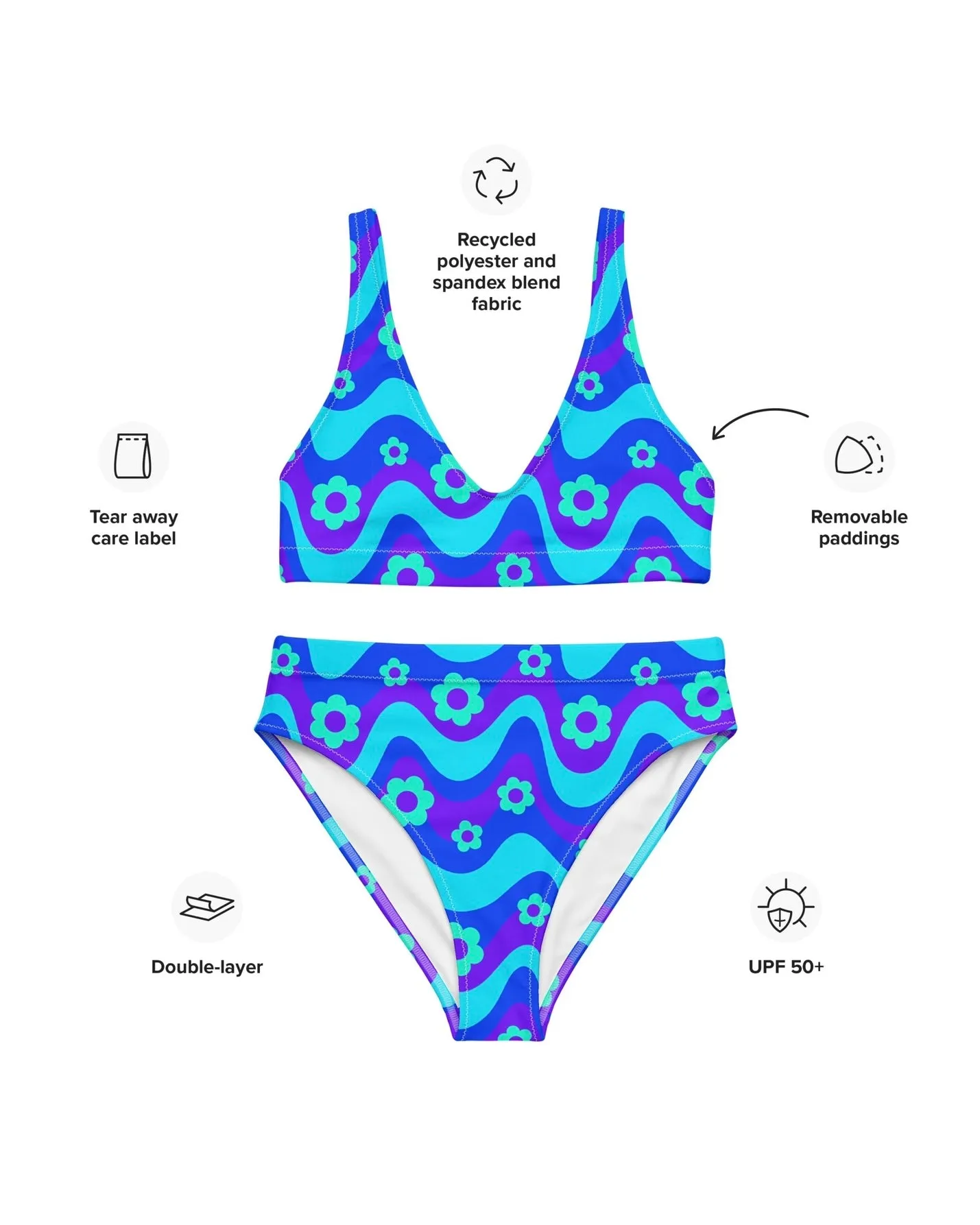 Flower Power Blue Bra Top