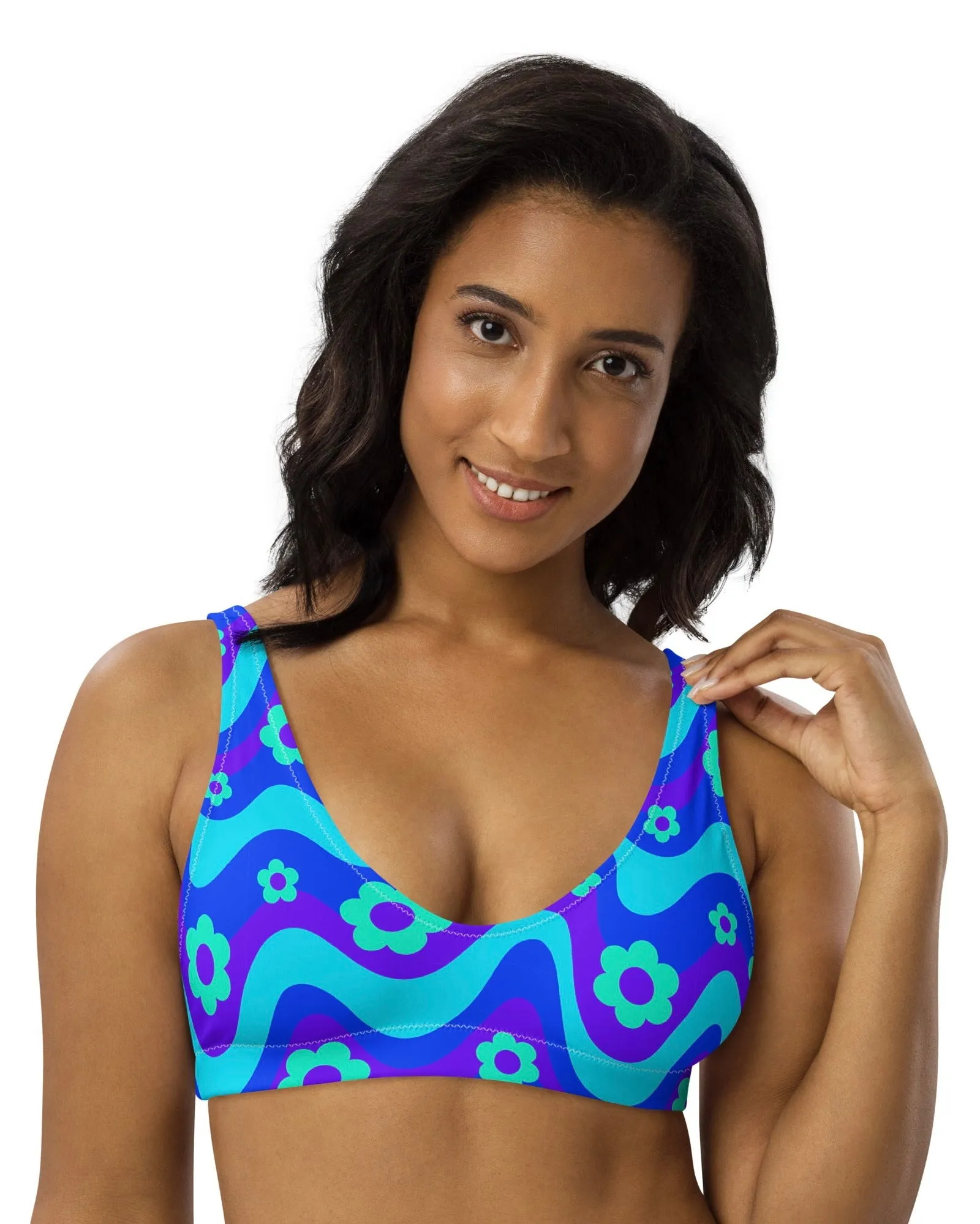 Flower Power Blue Bra Top