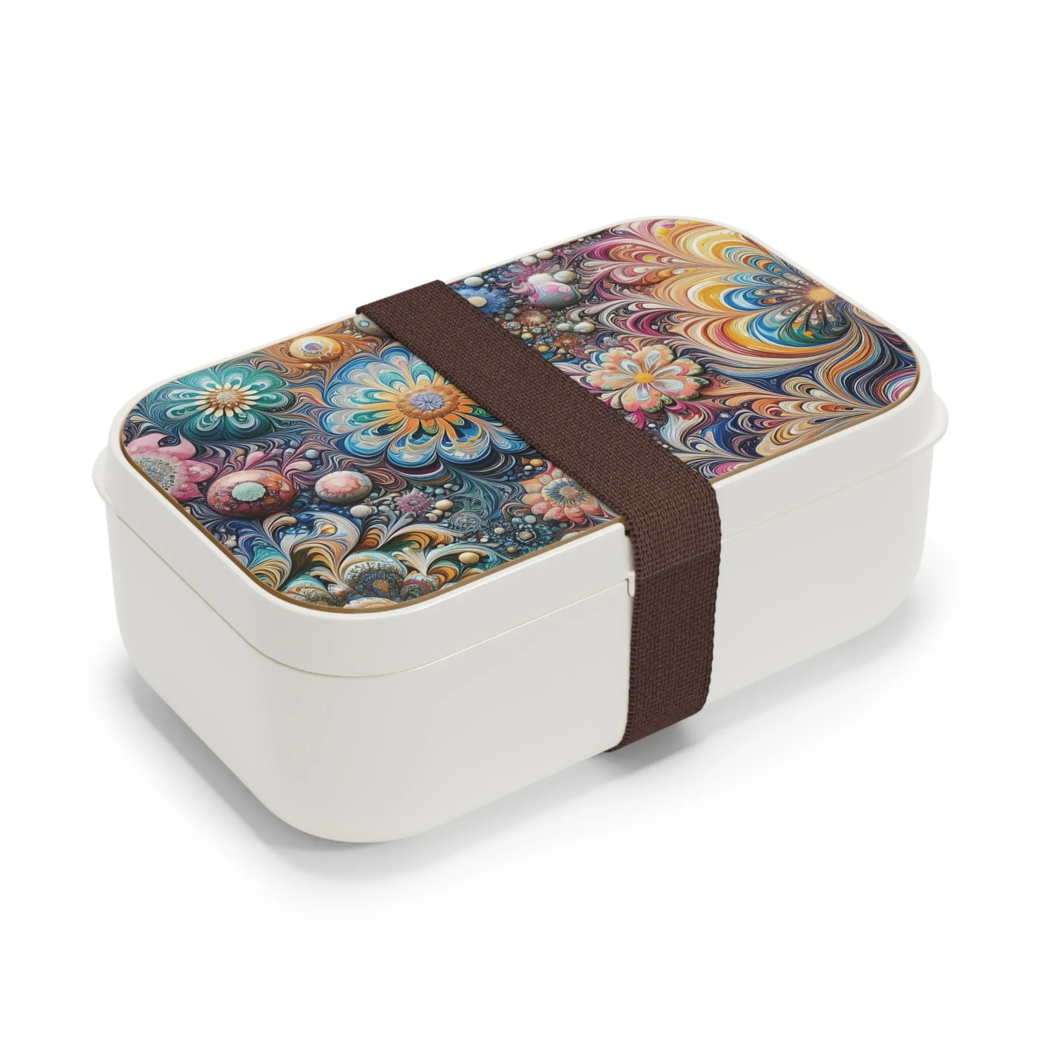 Flowers in vibrant colors with marbling art Bento Lunch Box