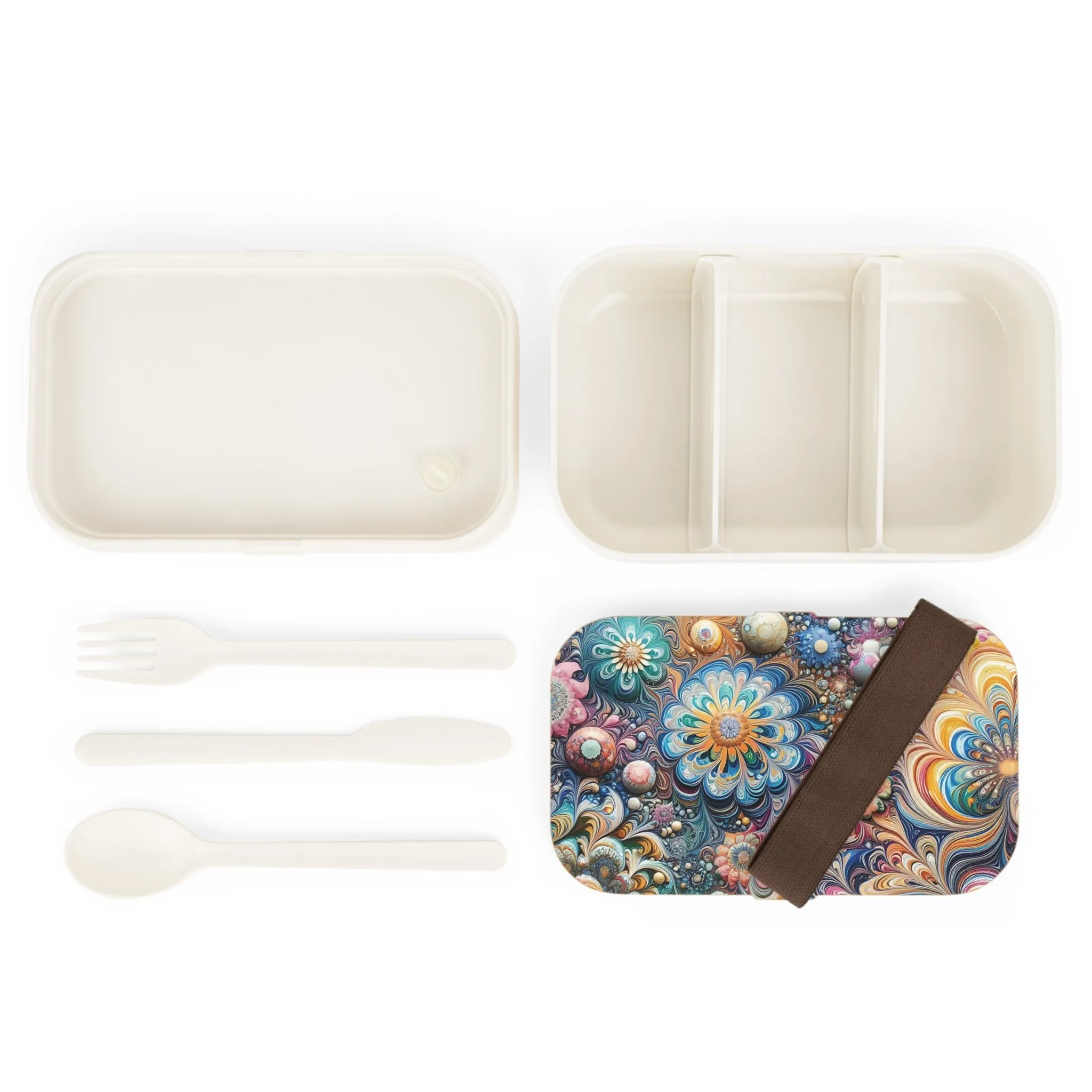 Flowers in vibrant colors with marbling art Bento Lunch Box