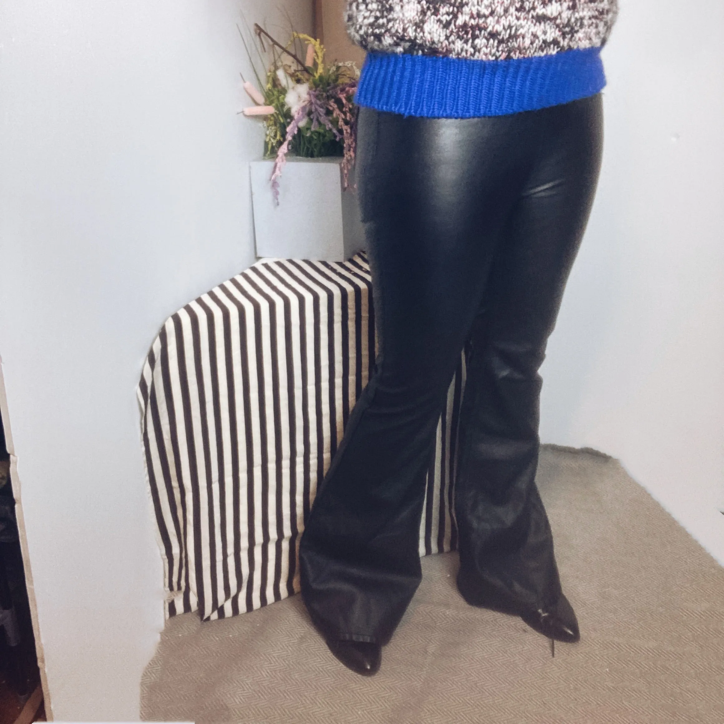 Free People Vegan Leather Flare Leg Pants Size 30