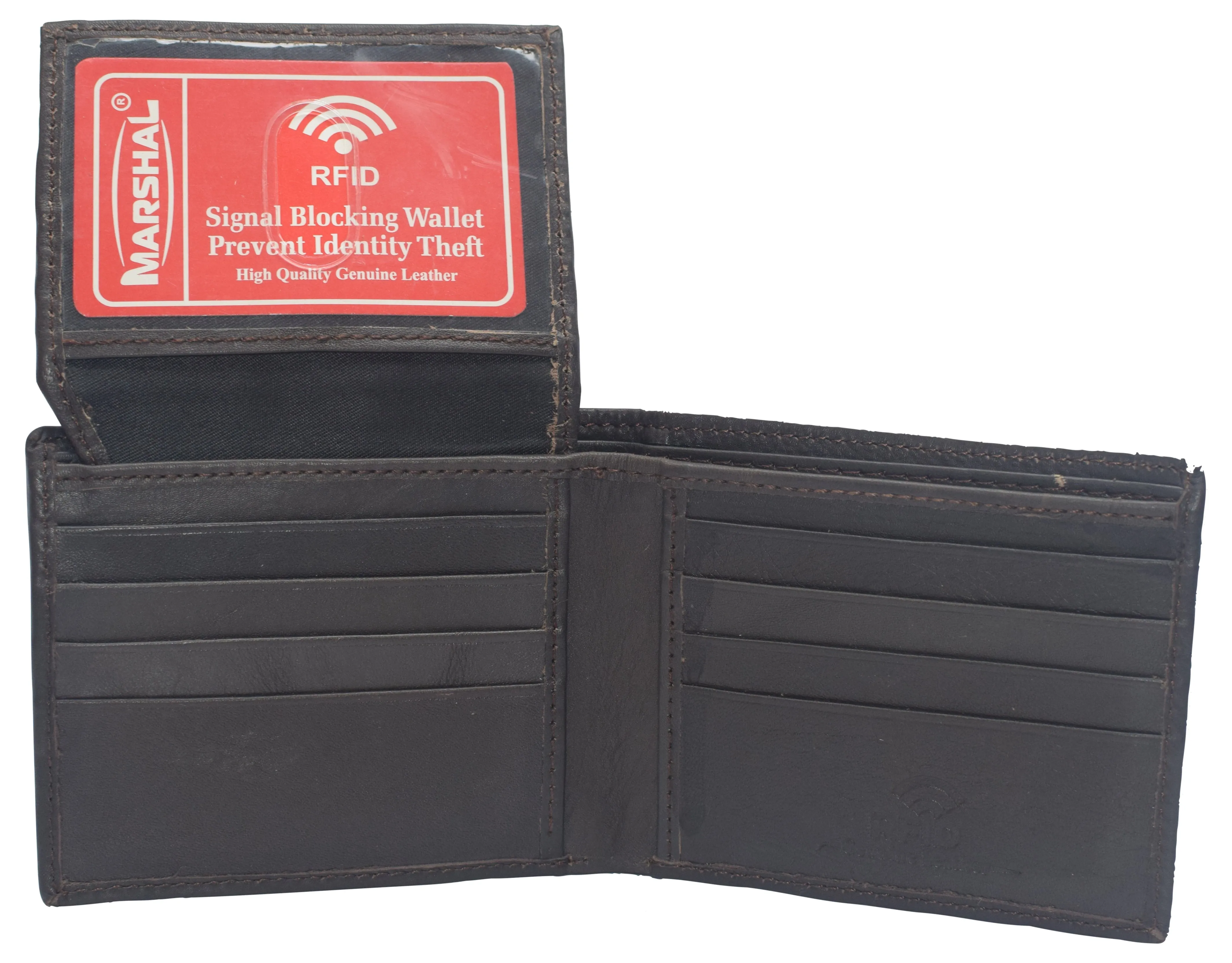 Genuine Leather RFID Blocking Slim Bifold Wallet for Men With ID Window
