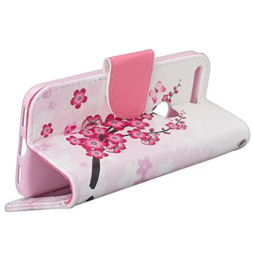 Google Pixel Case, Pu Leather Magnetic Fold[Kickstand] Wallet Case with ID & Card Slots for Google Pixel - Cherry Blossom