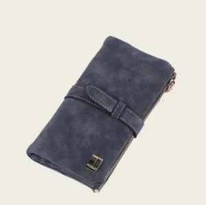 Gray Blue Suede Wallet
