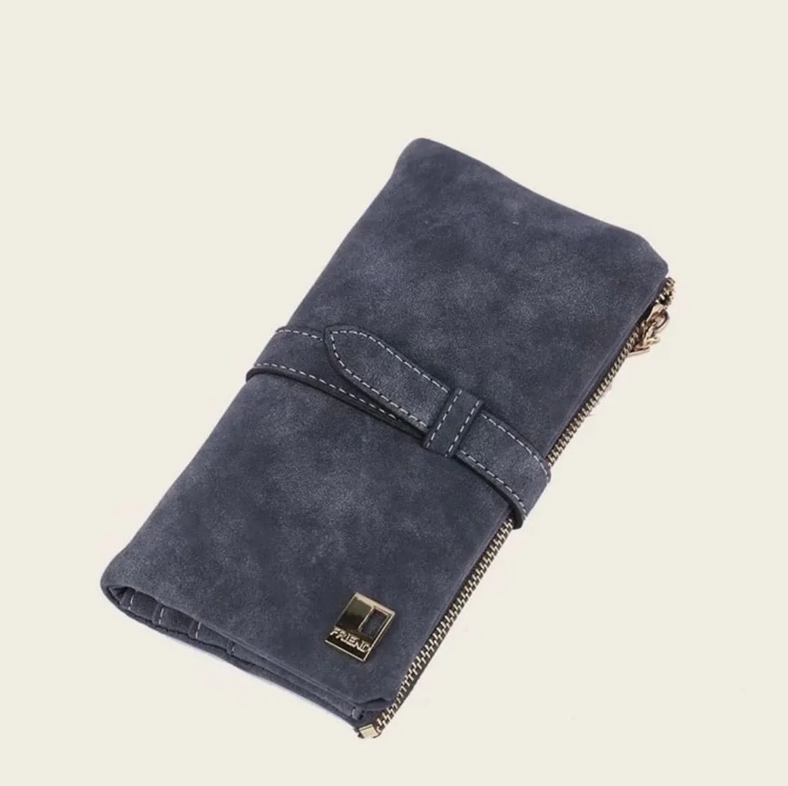 Gray Blue Suede Wallet