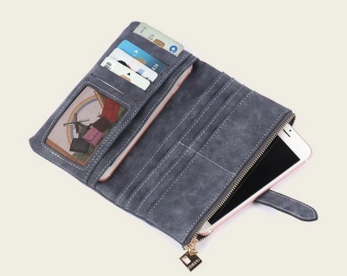 Gray Blue Suede Wallet