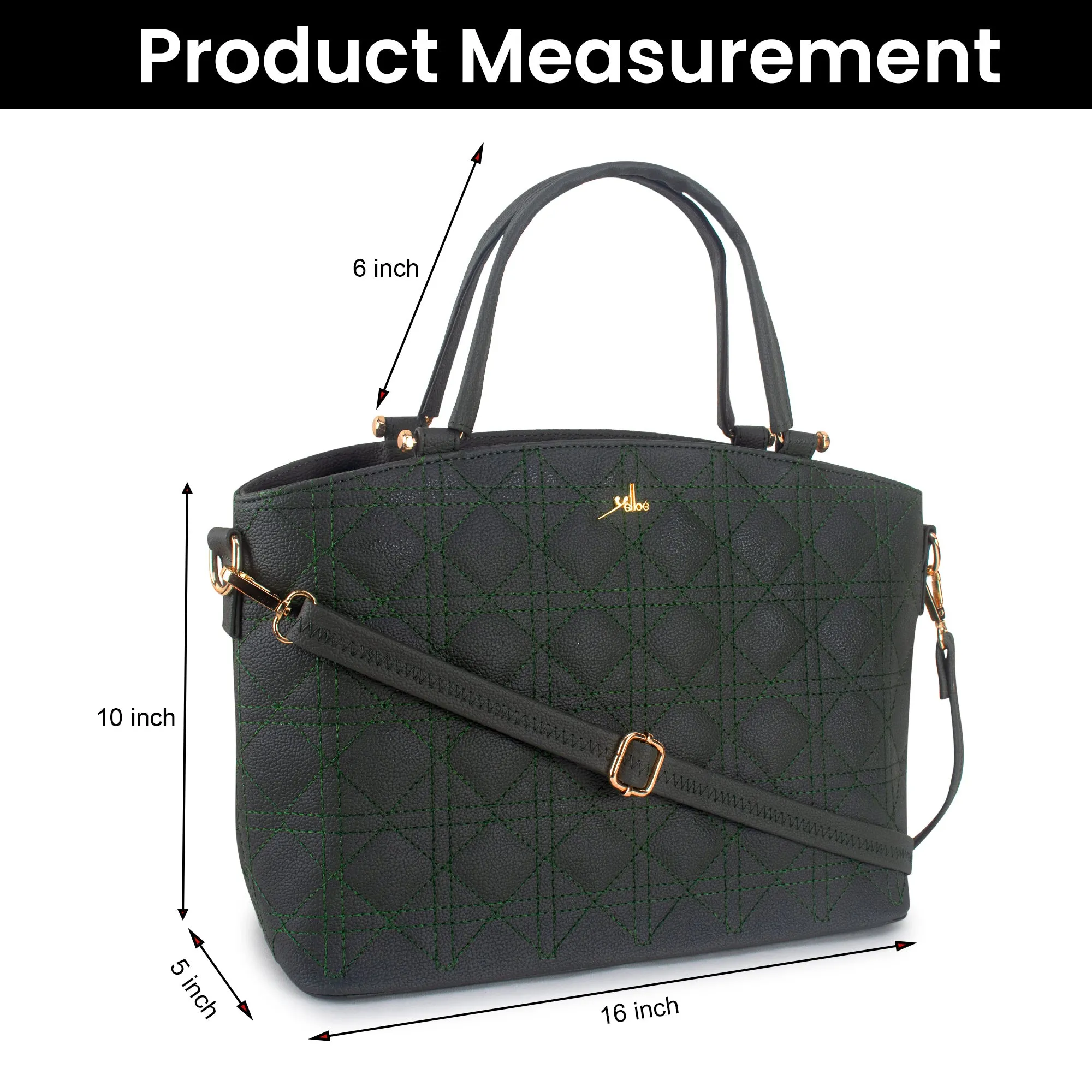 Green Spacious Quilted Hand Bag