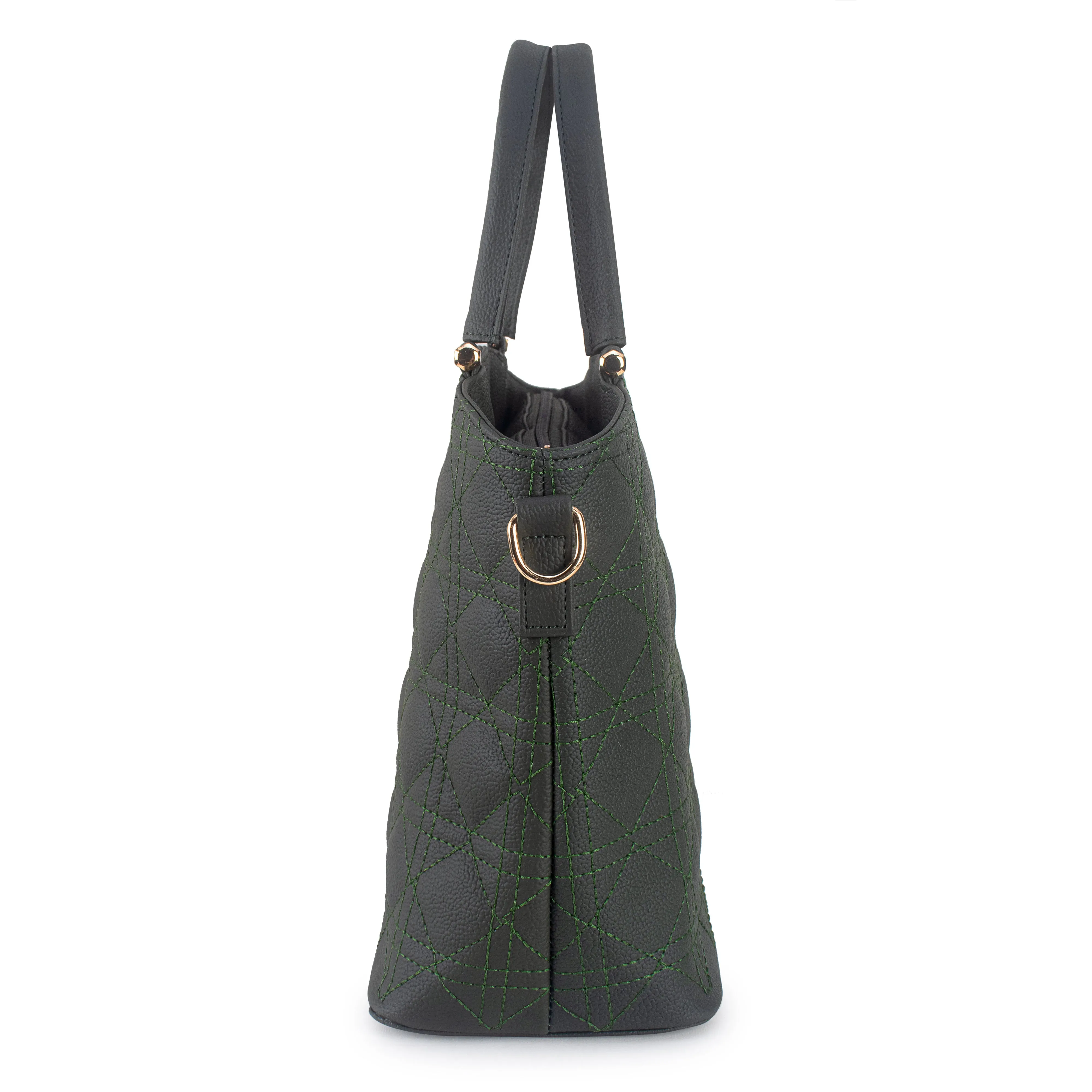 Green Spacious Quilted Hand Bag
