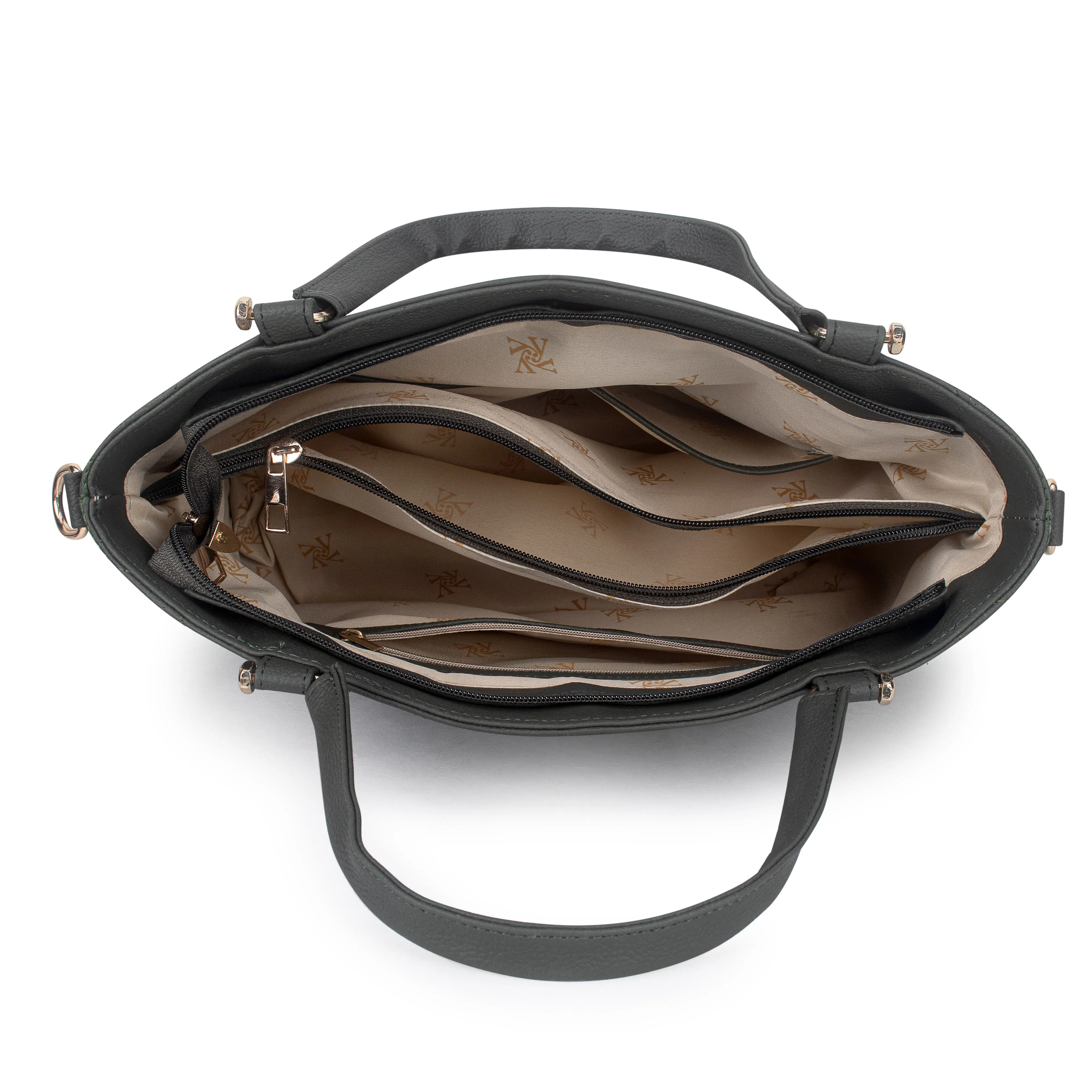 Green Spacious Quilted Hand Bag