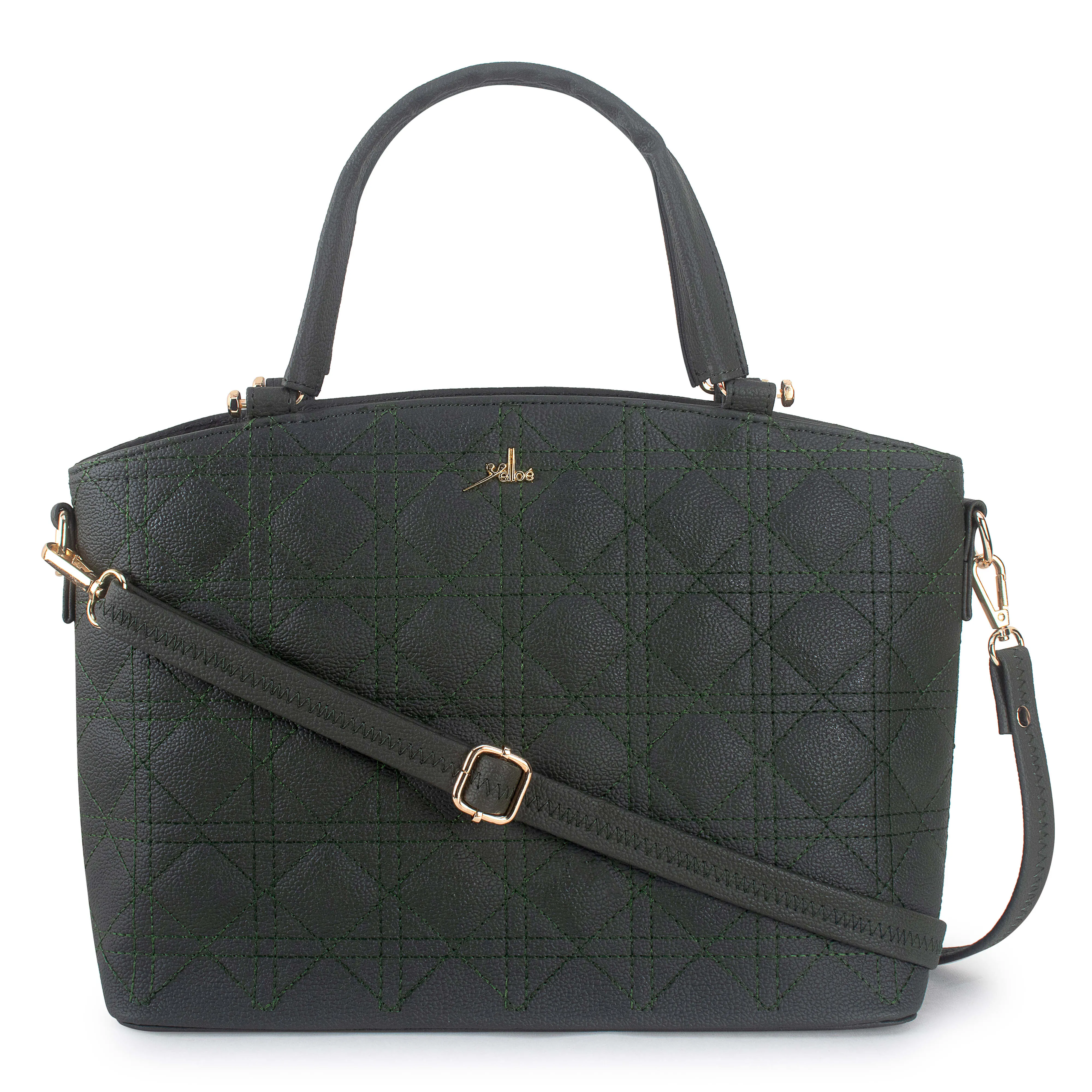 Green Spacious Quilted Hand Bag