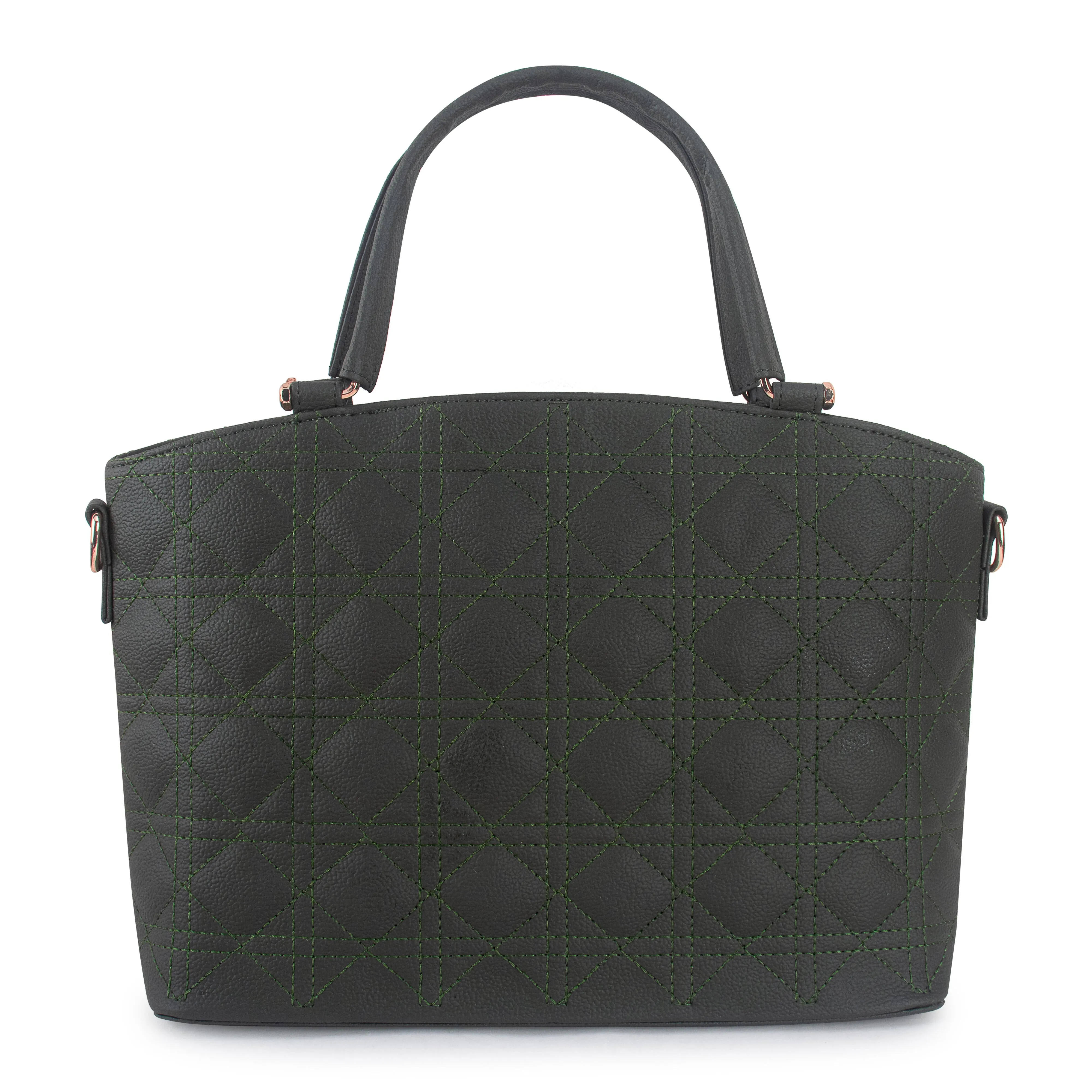 Green Spacious Quilted Hand Bag