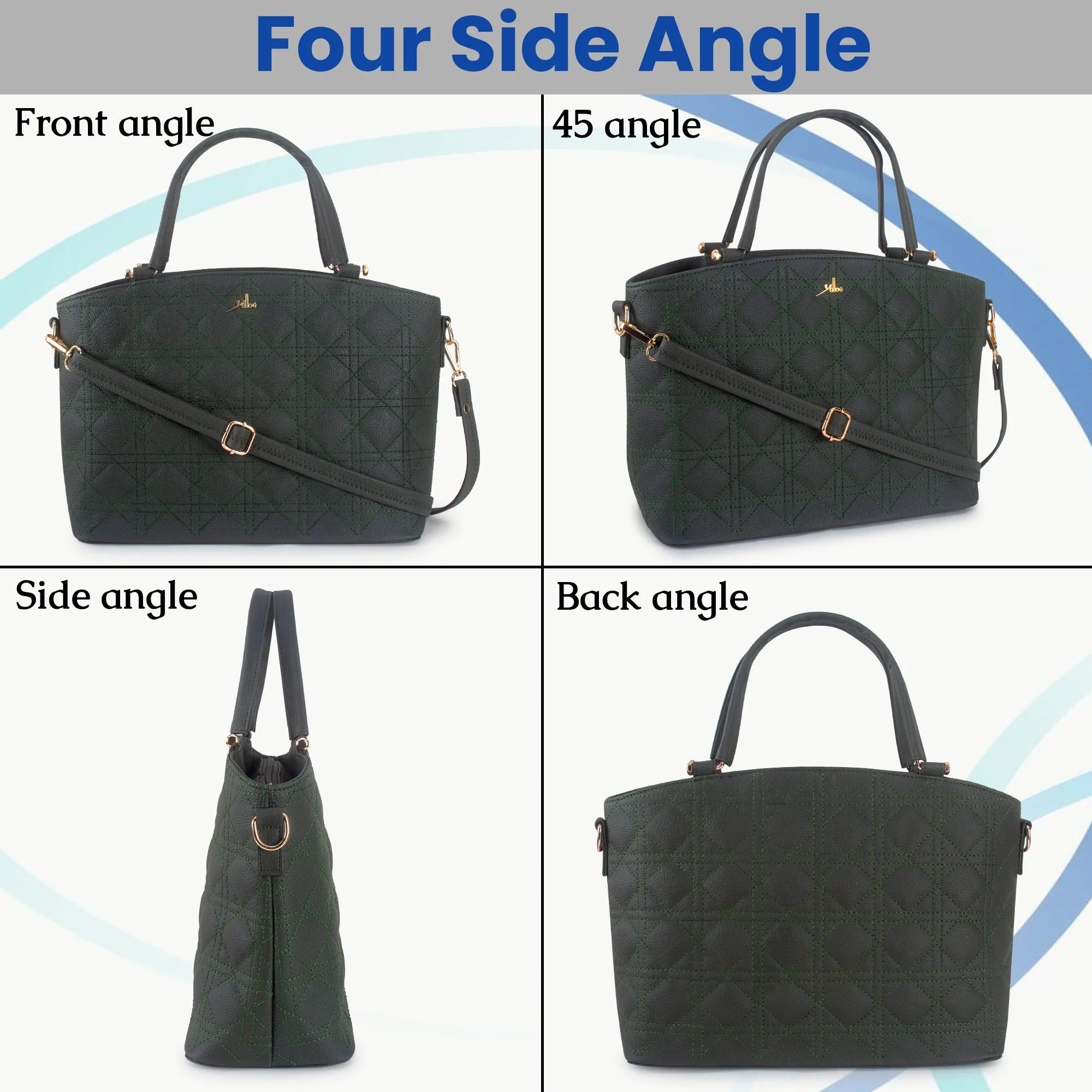 Green Spacious Quilted Hand Bag