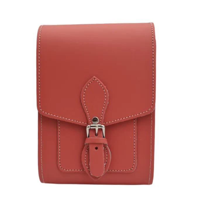 Handmade Leather Festival Phone Bag - Coral