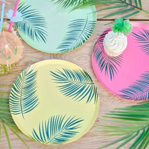 Hawaiian Tiki Palm Leaf Printed Paper Plates (x8)