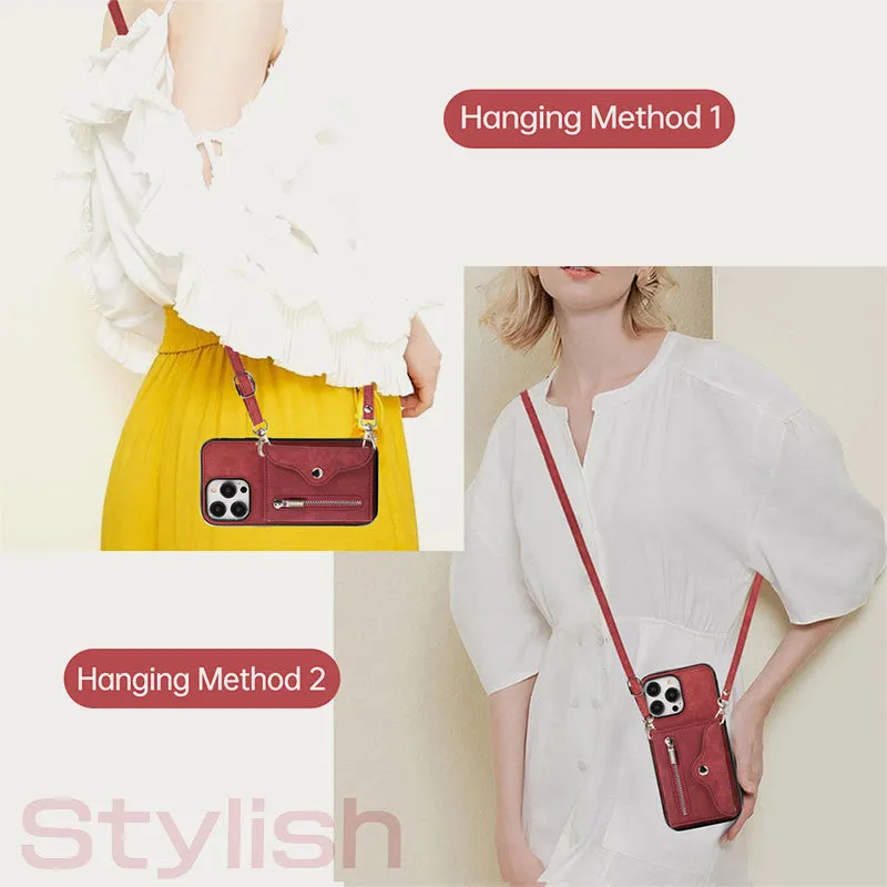iPhone 16/15/14/13 Casual Zipper Cellphone Protective Case with Card Slot