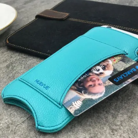 iPhone 8 Plus | 7 Plus Wallet Case in Blue Faux Leather | Screen Cleaning and Sanitizing Sleeve Case