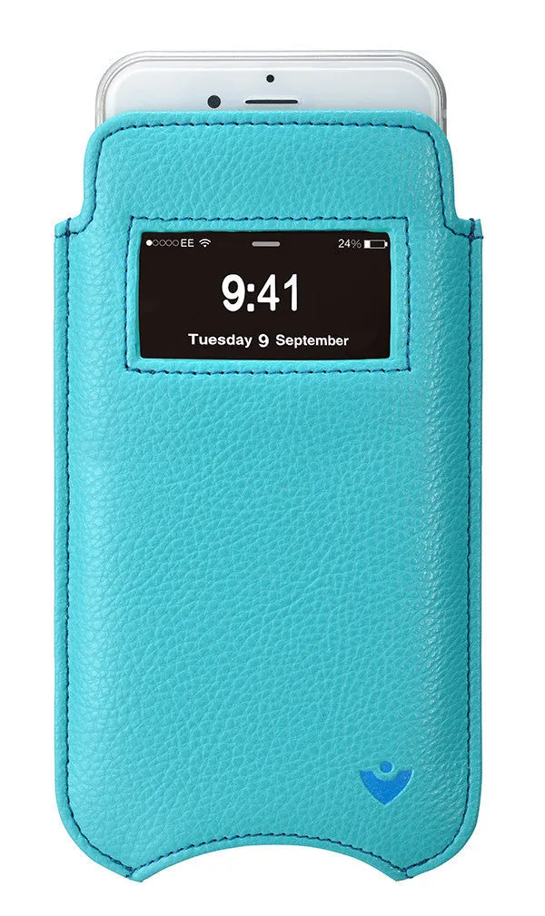 iPhone 8 Plus | 7 Plus Wallet Case in Blue Faux Leather | Screen Cleaning and Sanitizing Sleeve Case