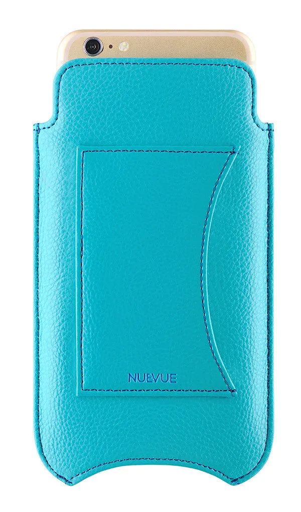 iPhone 8 Plus | 7 Plus Wallet Case in Blue Faux Leather | Screen Cleaning and Sanitizing Sleeve Case