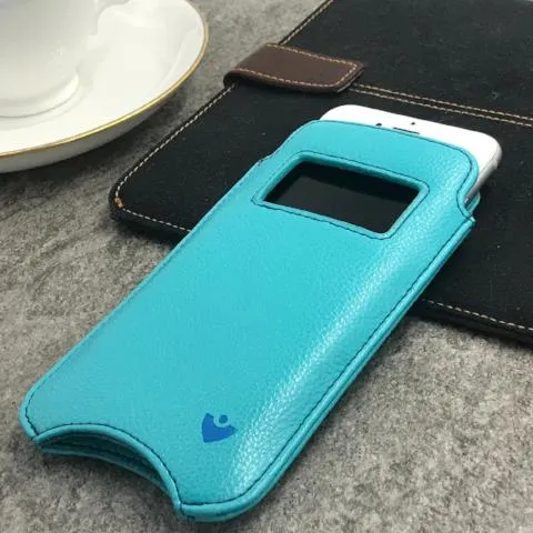 iPhone 8 Plus | 7 Plus Wallet Case in Blue Faux Leather | Screen Cleaning and Sanitizing Sleeve Case