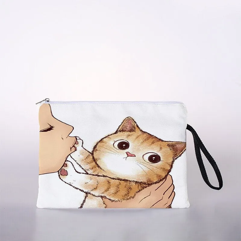 Kissing cat cosmetic bag ladies mini cosmetic bag storage bag travel storage bag handbag