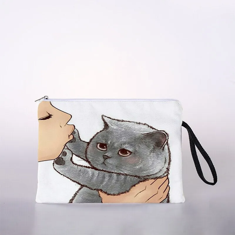 Kissing cat cosmetic bag ladies mini cosmetic bag storage bag travel storage bag handbag