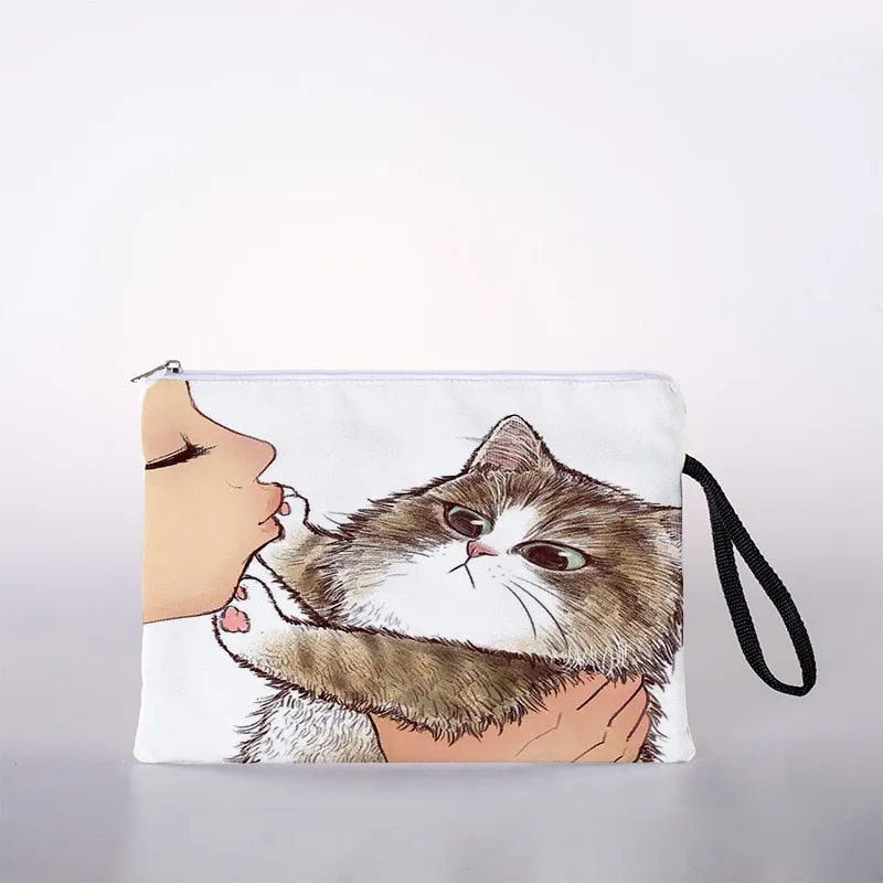 Kissing cat cosmetic bag ladies mini cosmetic bag storage bag travel storage bag handbag