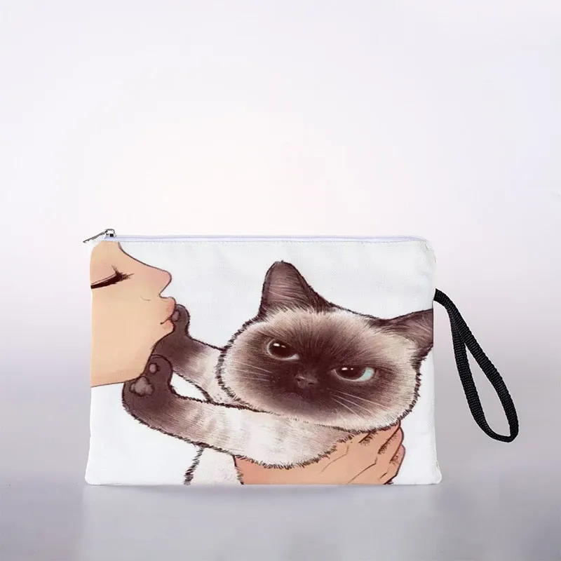 Kissing cat cosmetic bag ladies mini cosmetic bag storage bag travel storage bag handbag