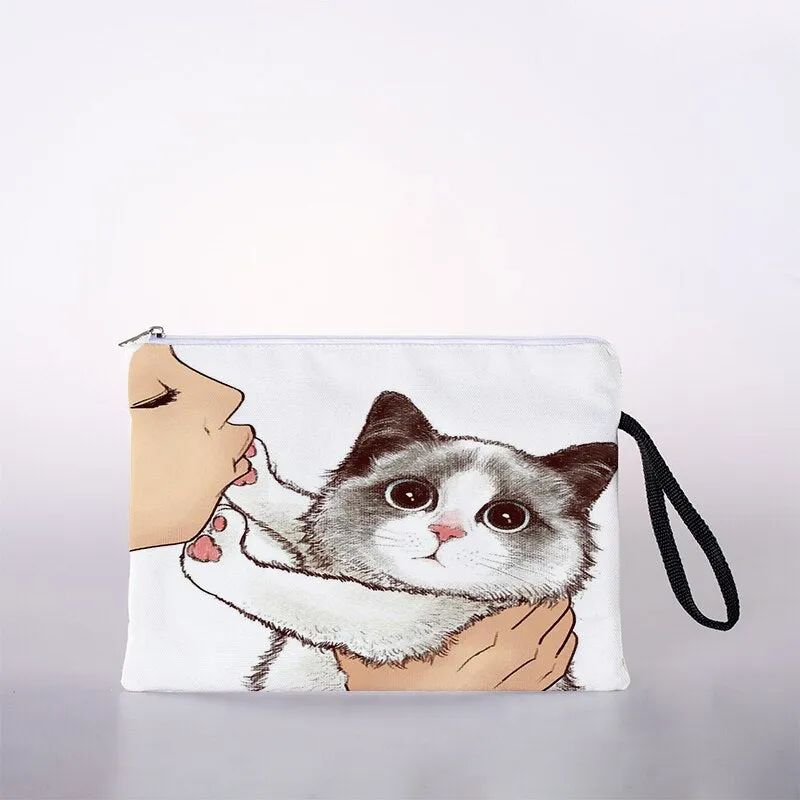 Kissing cat cosmetic bag ladies mini cosmetic bag storage bag travel storage bag handbag