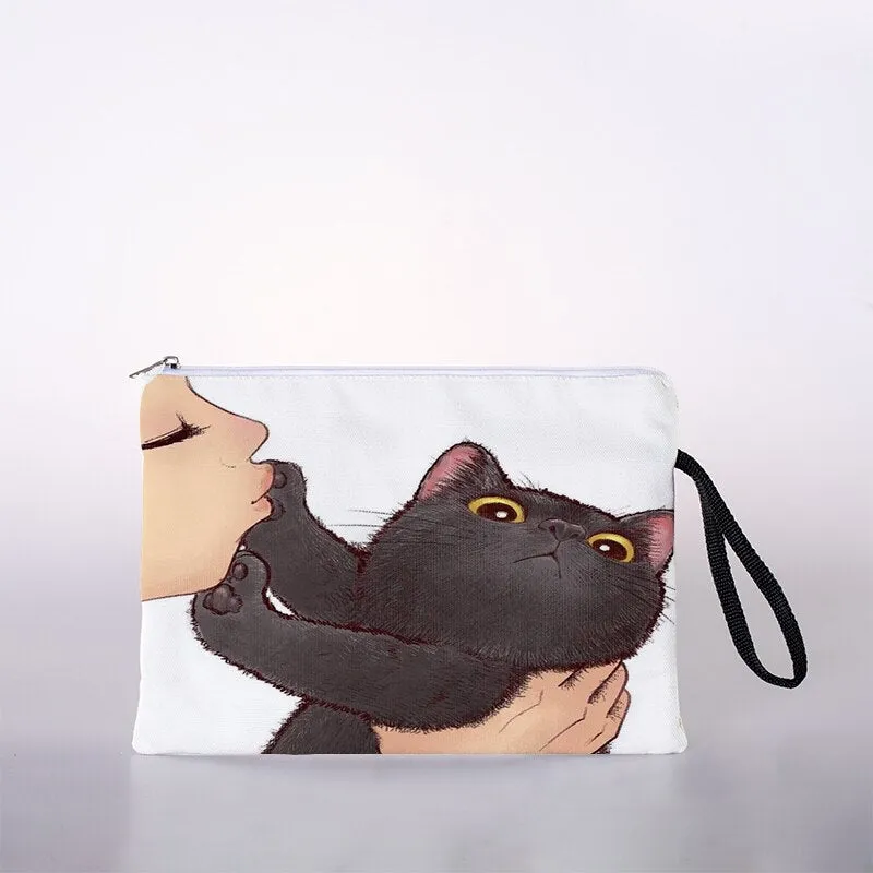 Kissing cat cosmetic bag ladies mini cosmetic bag storage bag travel storage bag handbag