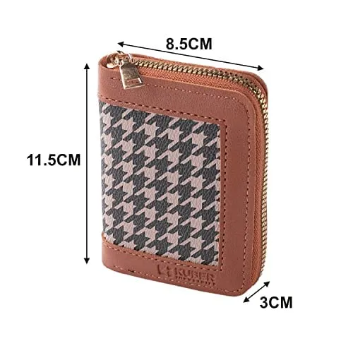 Kuber Industries Card Holder Wallet for Men Women|Debit Credit Card Holder|Wallet for Id, Visiting Card, Buisness Card|Zipper Closure Wallet|Brown (Pack of 3)