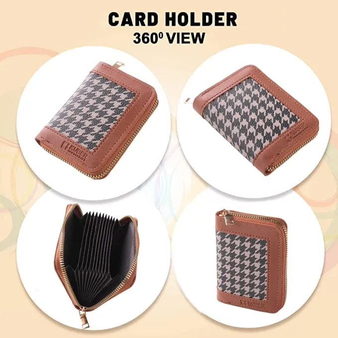 Kuber Industries Card Holder Wallet for Men Women|Debit Credit Card Holder|Wallet for Id, Visiting Card, Buisness Card|Zipper Closure Wallet|Brown (Pack of 3)