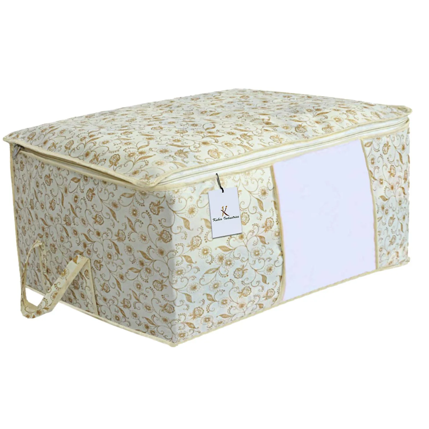 Kuber Industries Metallic Print Underbed Storage Bag, Storage Organiser, Blanket Cover Set of 6 - Light Brown, Extra Large Size-CTKTC014169