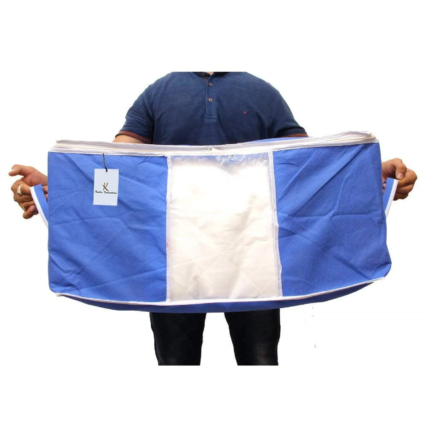 Kuber Industries Underbed Storage Bag, Storage Organiser, Blanket Cover Set of 4 - Royal Blue, Extra Large Size-CTKTC14147
