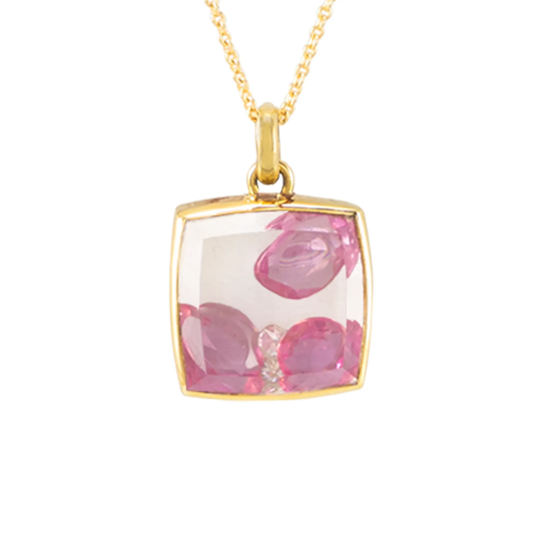 LA GRANDE LANANA PRECIOUS PINK SAPPHIRE FILLED ROCK CRYSTAL