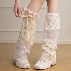 Lace Floral Patchwork Sequines Summer Leg Warmers
