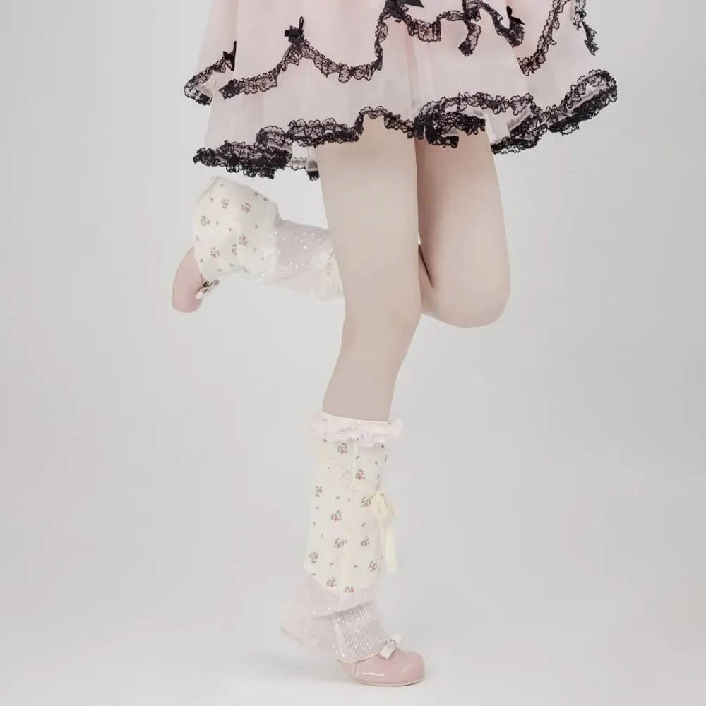 Lace Floral Patchwork Sequines Summer Leg Warmers