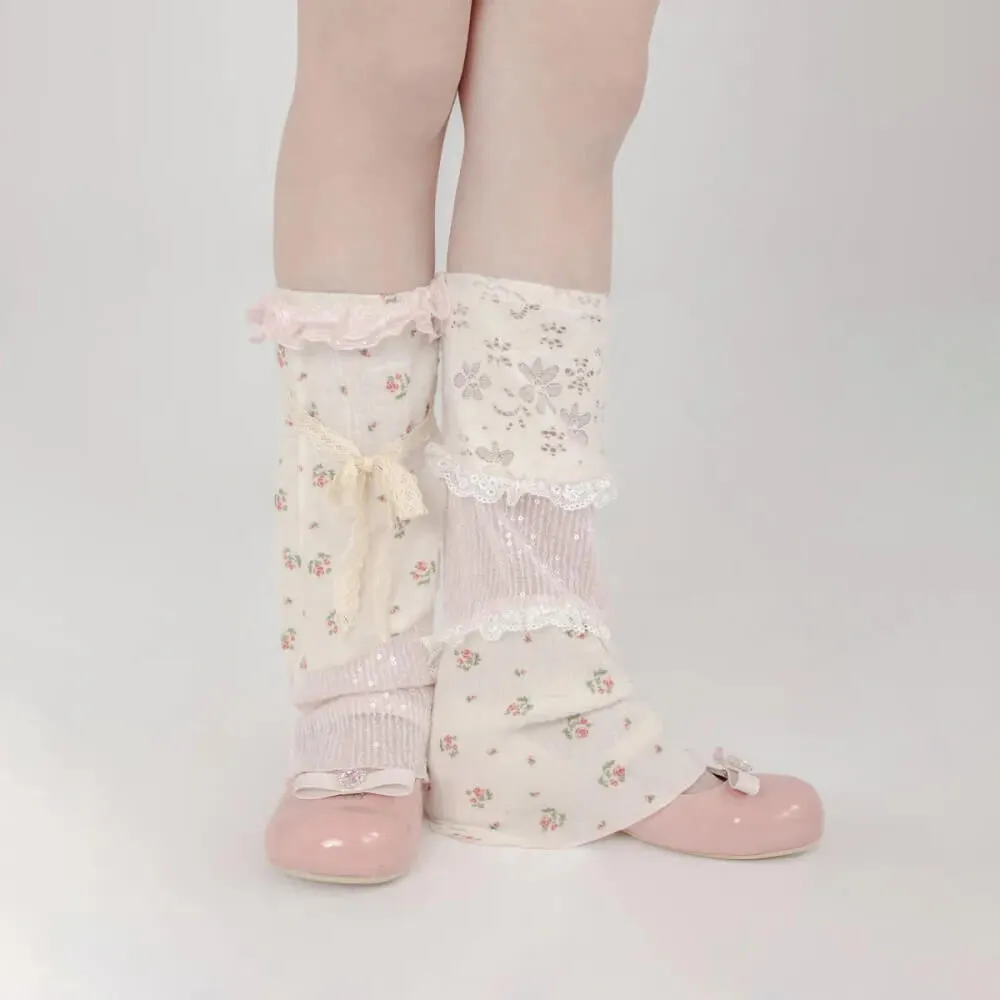 Lace Floral Patchwork Sequines Summer Leg Warmers