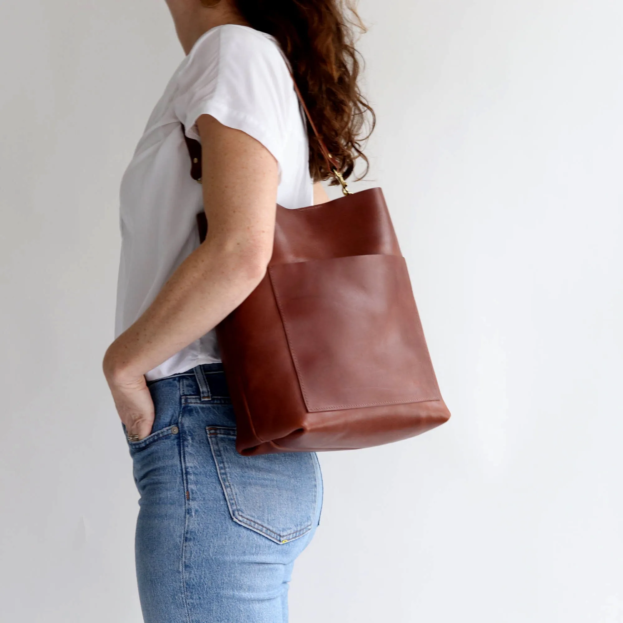 Leather Day Bag - Cognac