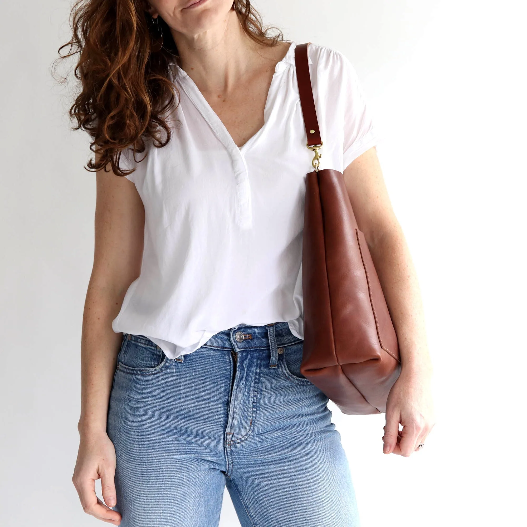 Leather Day Bag - Cognac