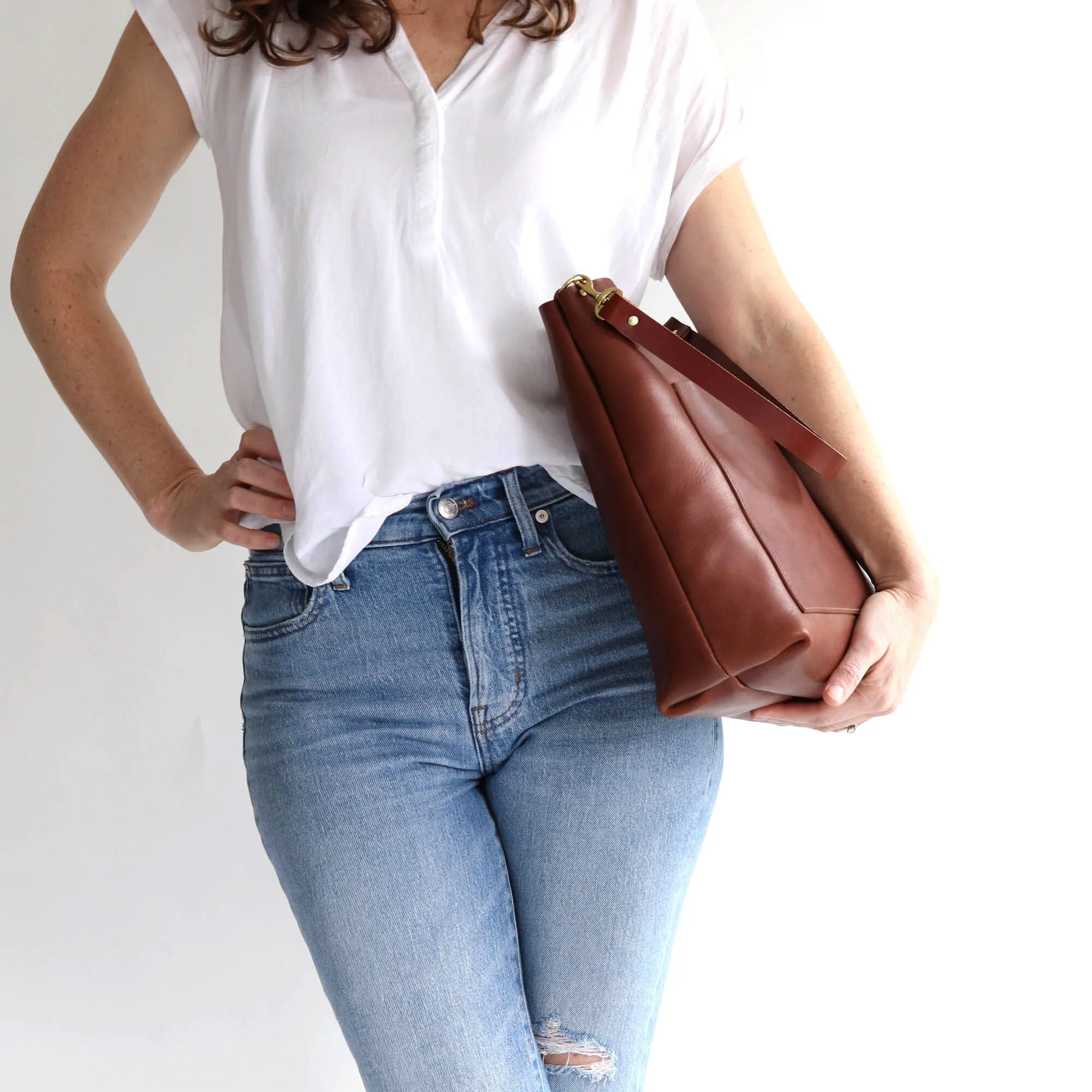 Leather Day Bag - Cognac