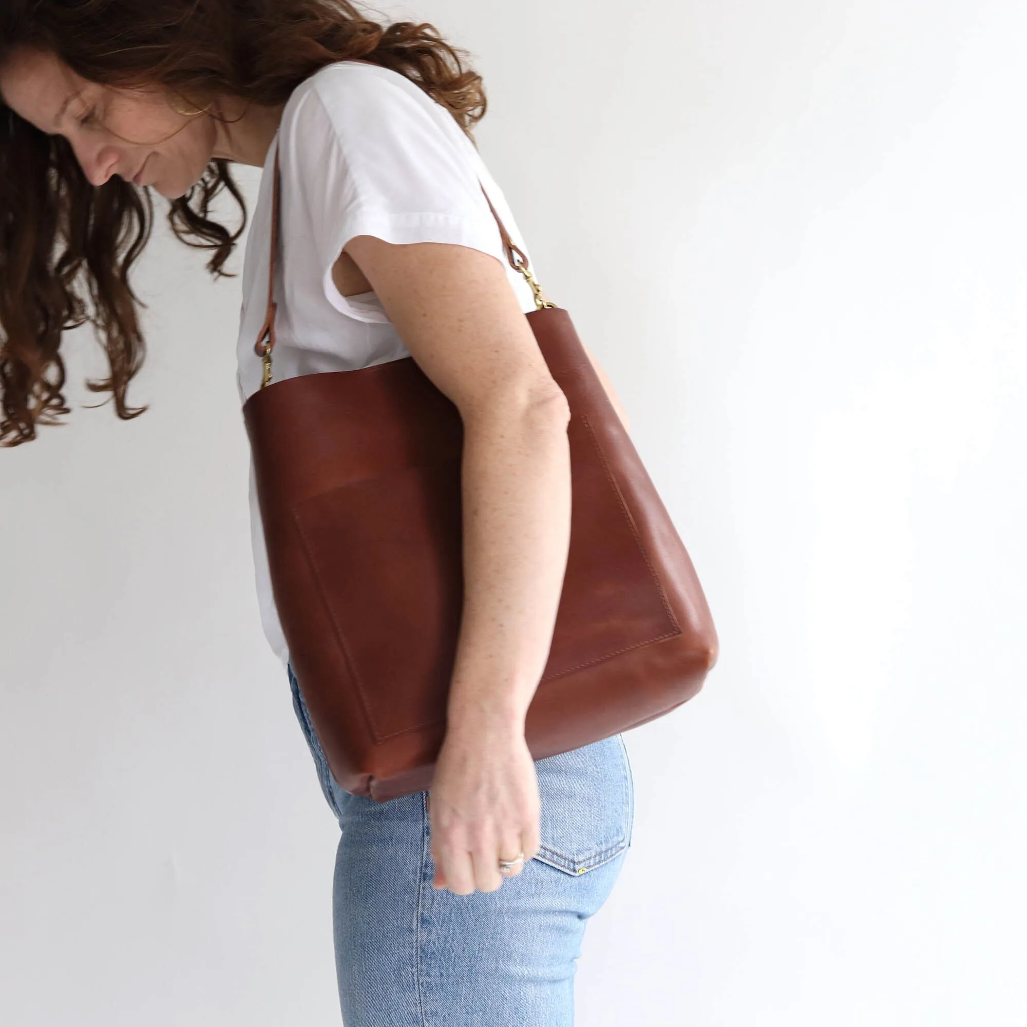 Leather Day Bag - Cognac