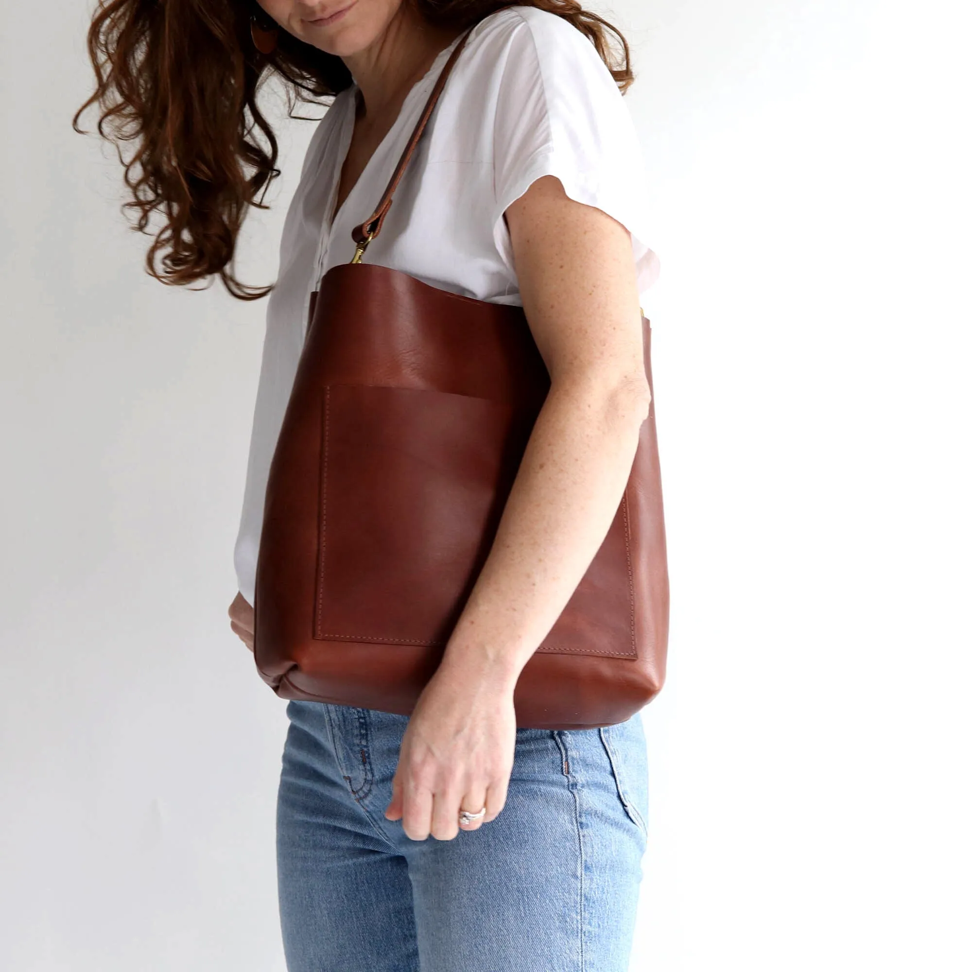 Leather Day Bag - Cognac