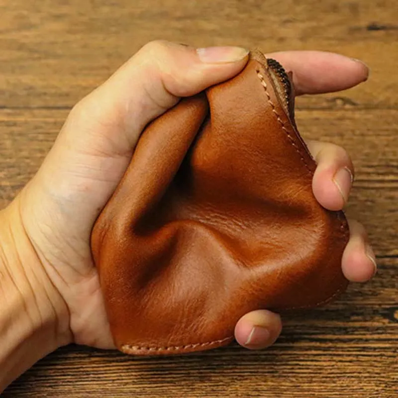Leather Wallet For Men Double Folding Vintage Short Zipper Purse