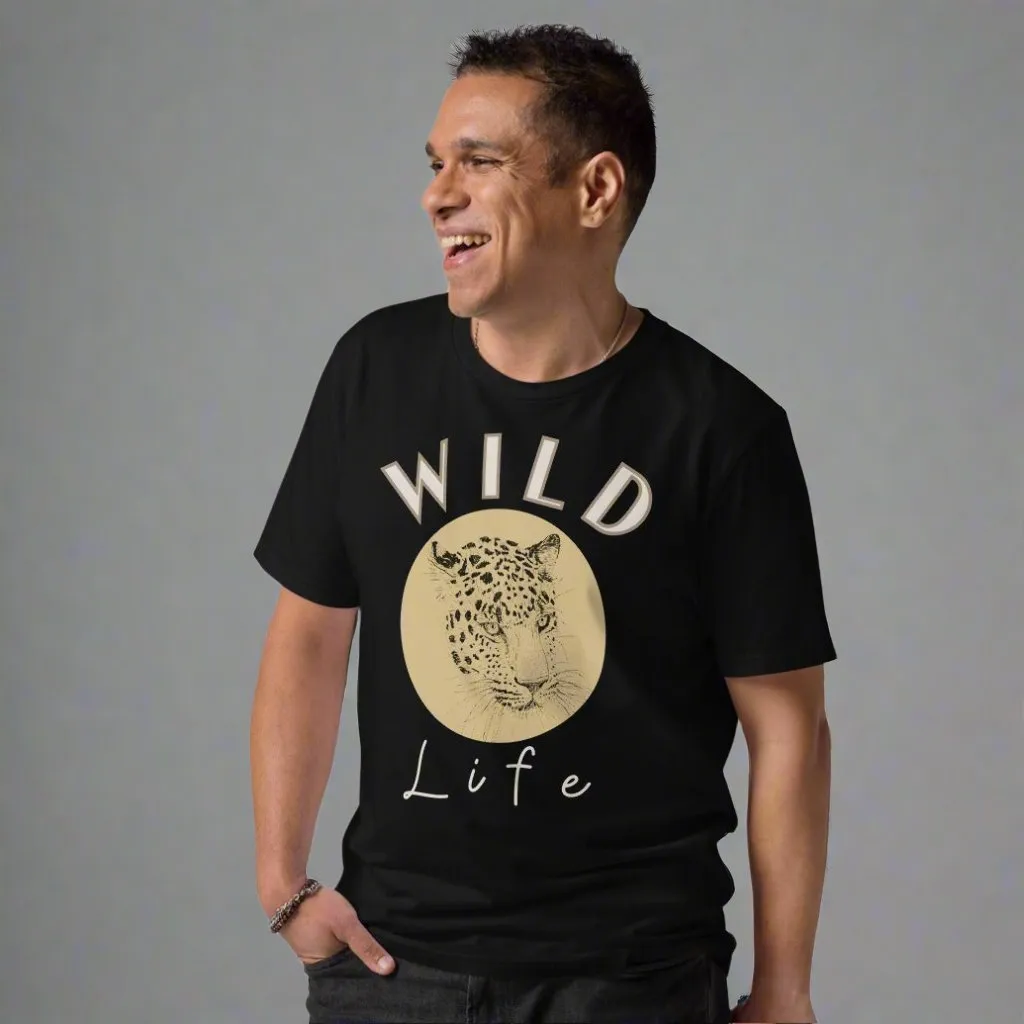 Leopard Graphic Organic Tee - “Wild Life” Quote
